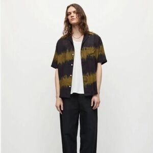 ALL SAINTS Peace Sign Tie Dye Boho Button Up Shirtt